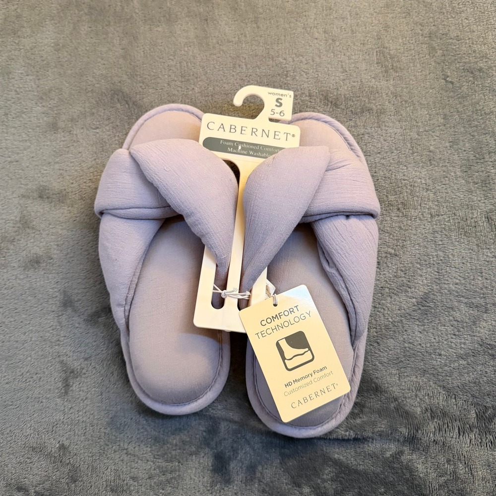 CABERNET Slippers Mules Womens S 5-6‎ Lavender HD Memory Foam Machine Washable